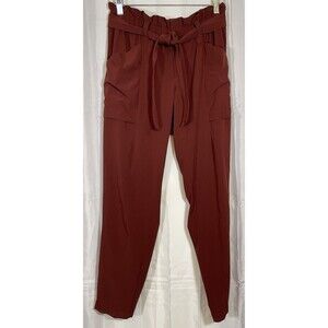 Athleta Pants Women’s 10 Skyline Burnt Rust Casual Paperbag Slacks Mid High Rise